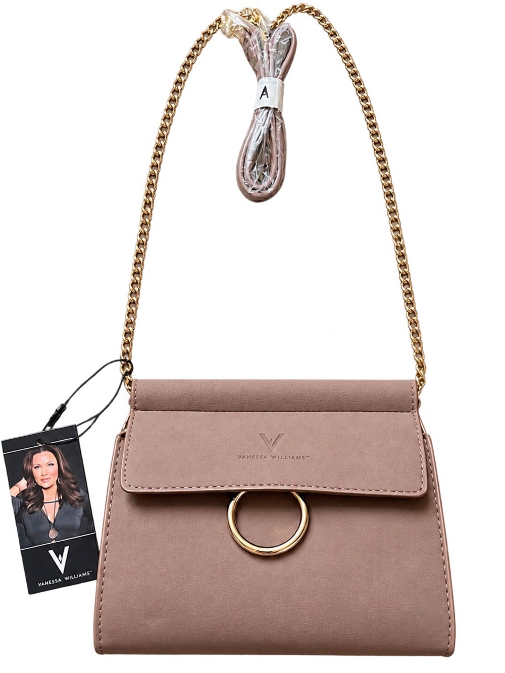 V by V.Williams Taupe Chain-Accent Crossbody Bag